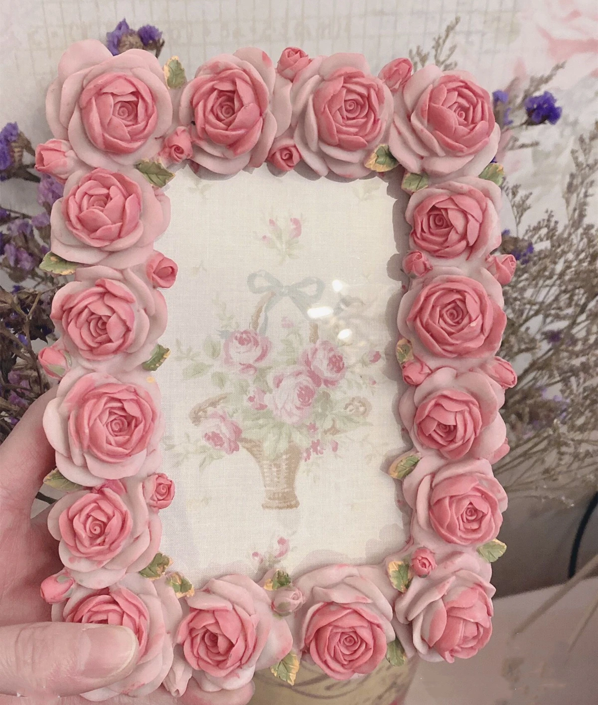 Resin Art For Photo Frame - زخارف حافة إطار دانتيل مستطيلة ،