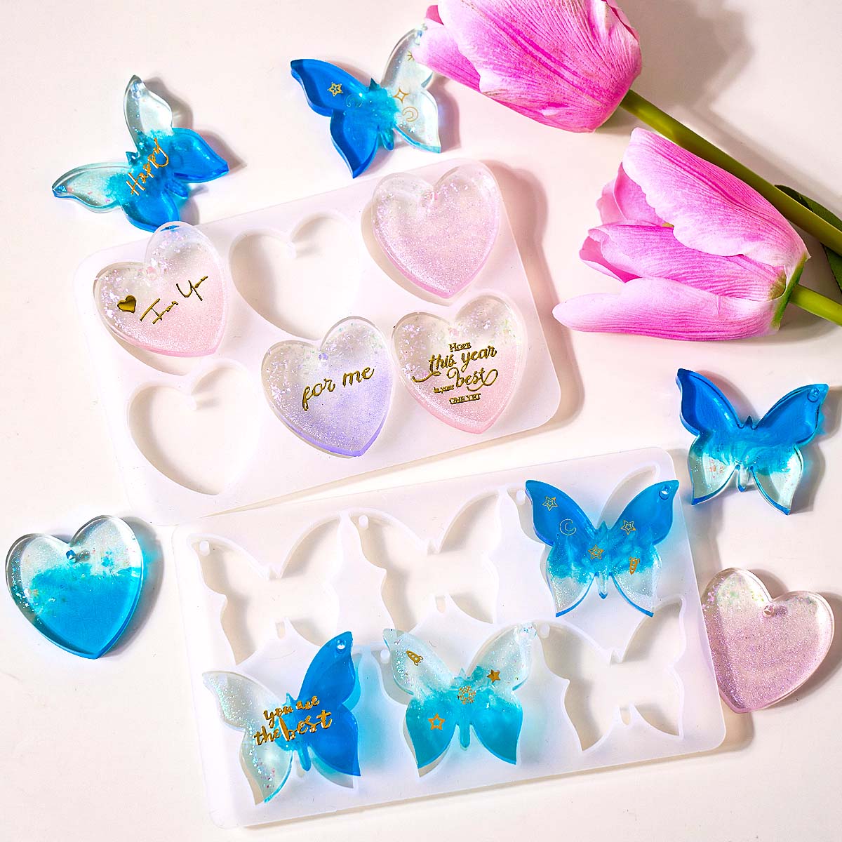 Resin Art Guide - قالب سيليكون للأقراط بستة فتحات، قوالب