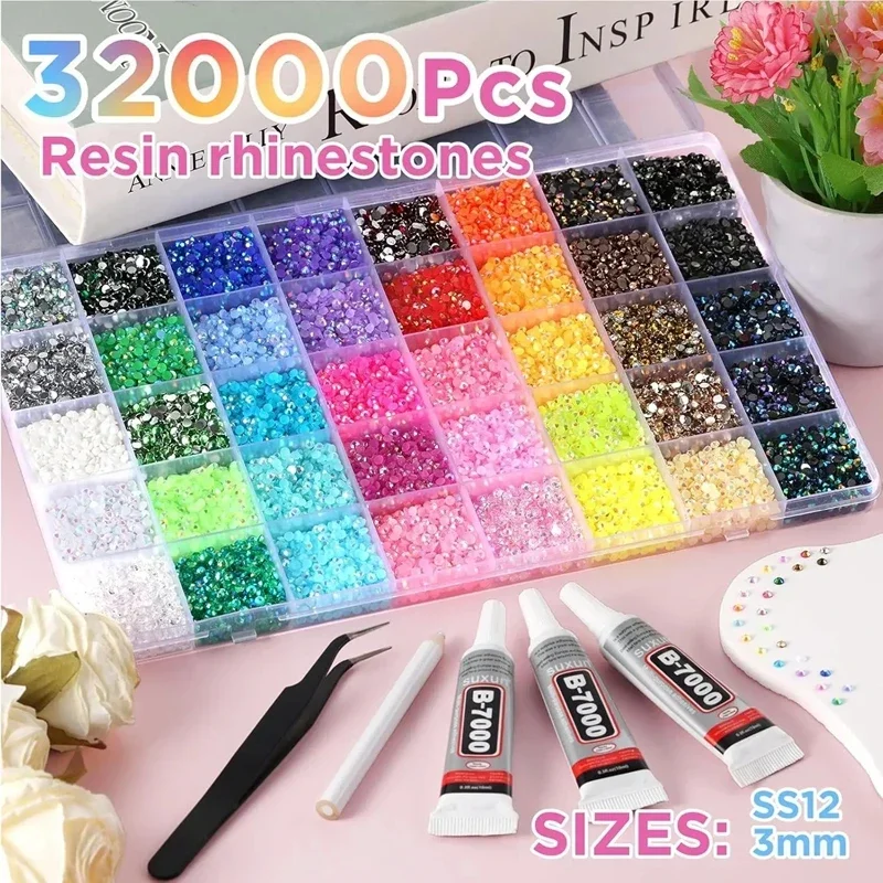 Resin Art For Photo Frame - مجموعة أحجار الراين الملونة 3 مم