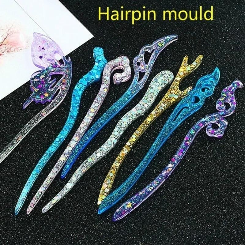Resin Art Guide - جديد شفاف دبوس الشعر سيليكون قالب