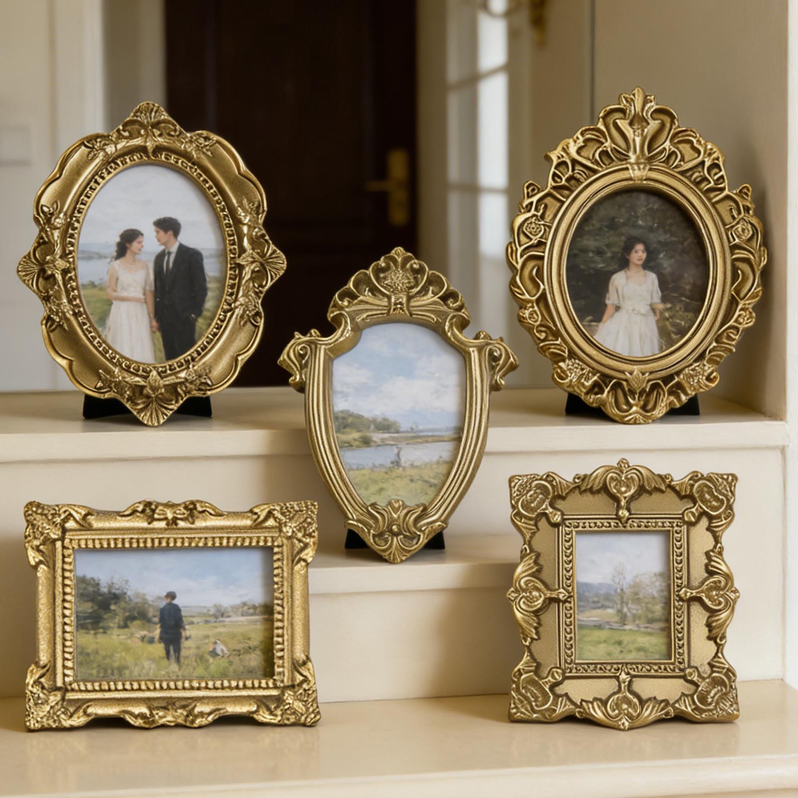 5/9 قطع إطارات صور ذهبية عتيقة - مراجعة Resin Art For Photo Frame وسعره
