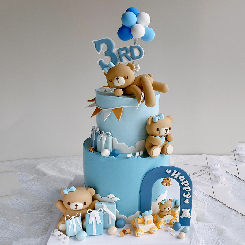 زينة كعكة على شكل دب ثلاثي الأ - مراجعة Resin Art Baby وسعره