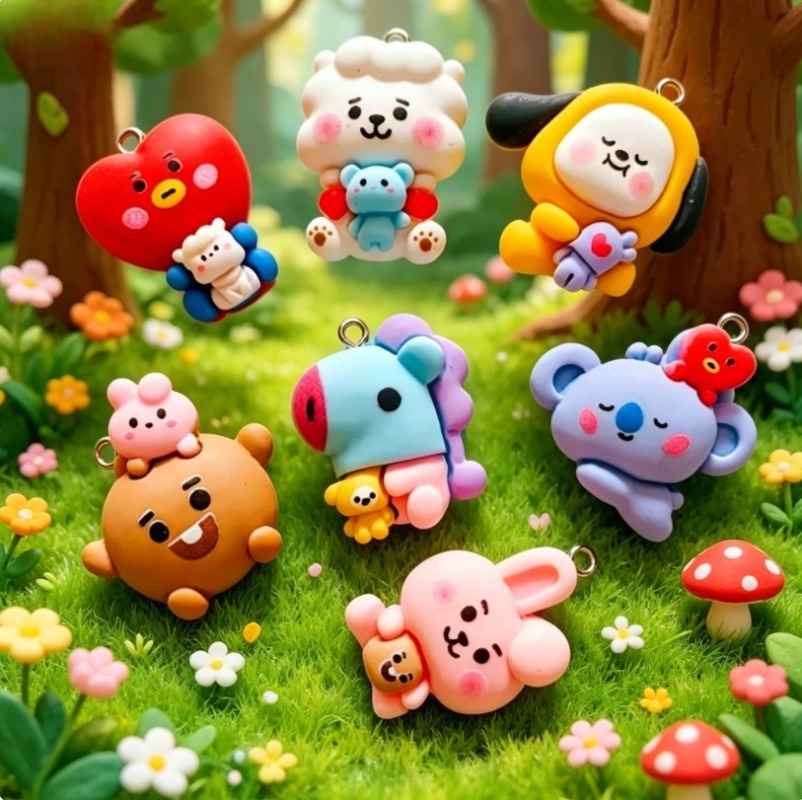 7 قطع من إكسسوارات BT21 الكرتو - مراجعة Resin Art Gift Ideas وسعره