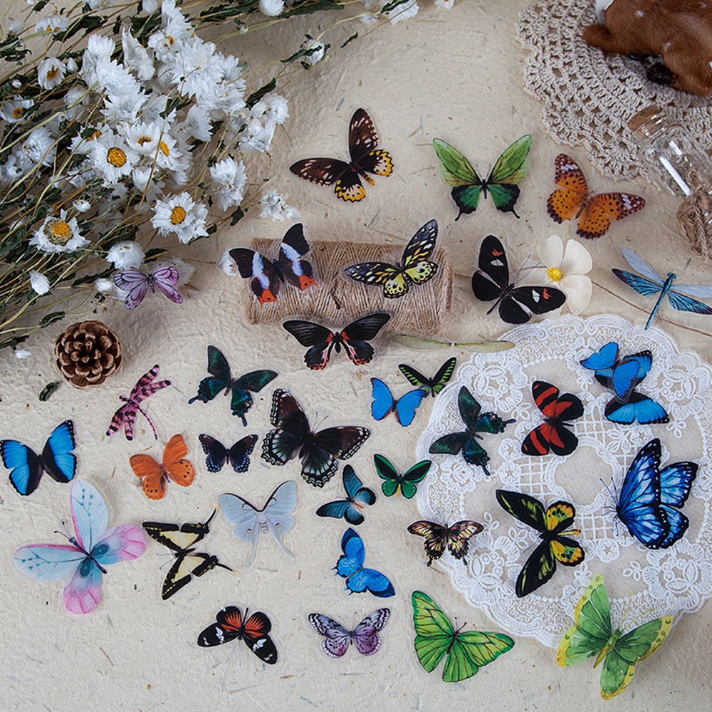 40 قطعة/الحقيبة فراشة ملصقات ا - مراجعة Resin Art Sticker وسعره